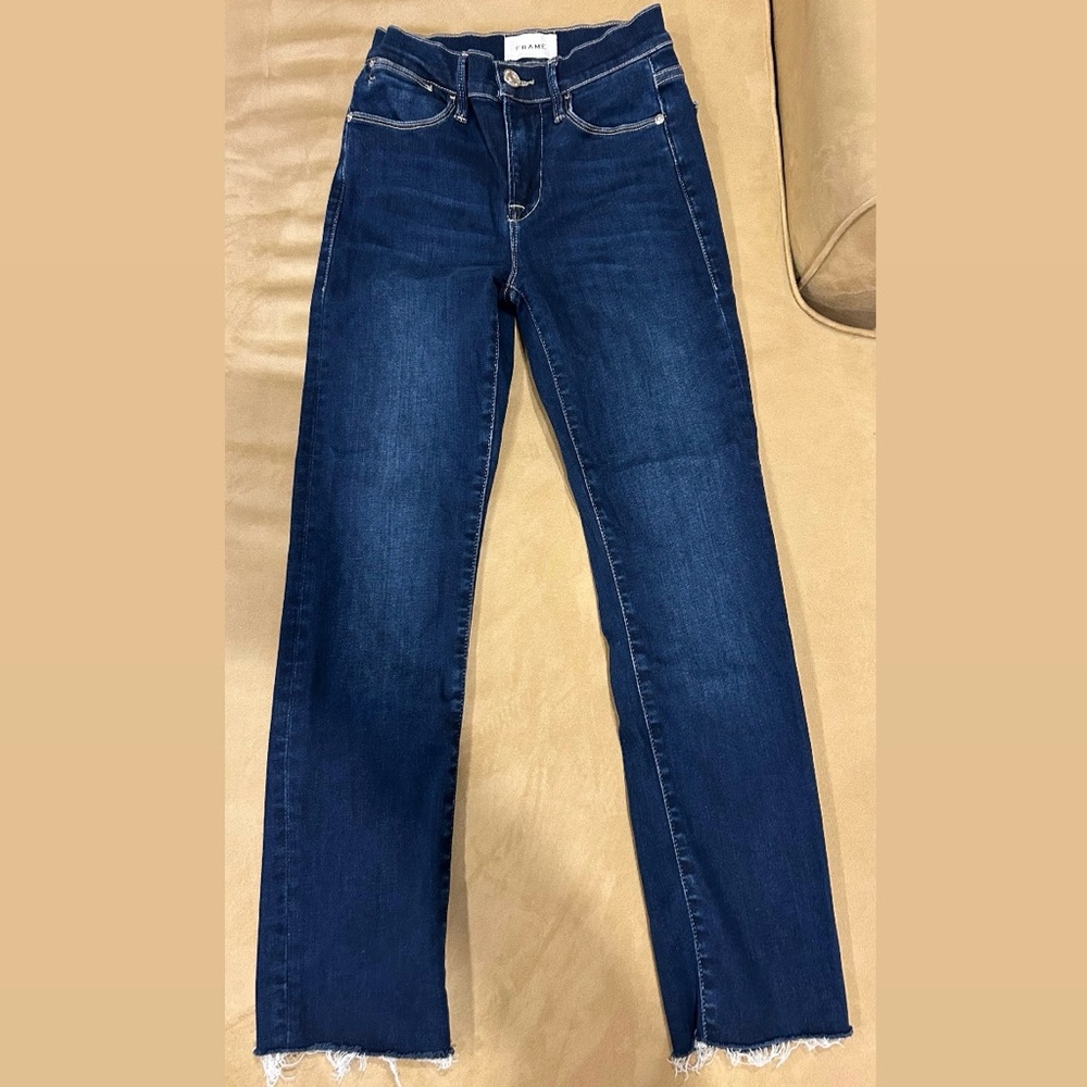 Frame Denim Dark Blue Straight Leg Jeans